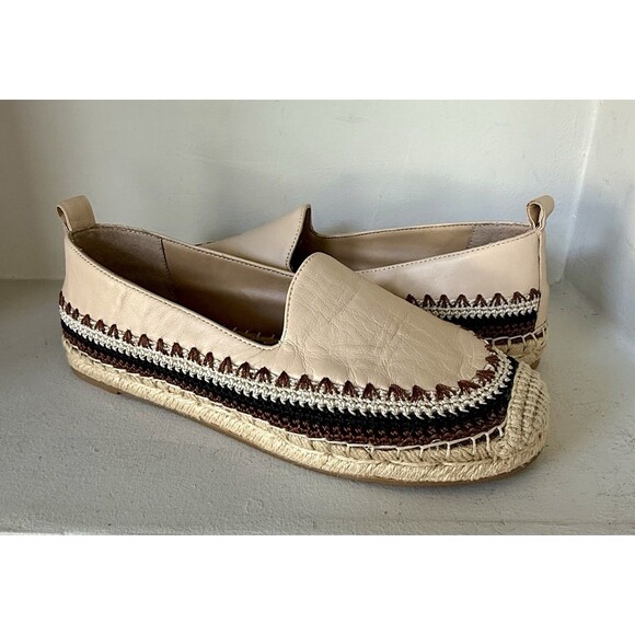 Chico's Shoes - Chico's Giada Deco Espadrille Flats Nude Crochet WOMEN 8M SLIP ON COASTAL